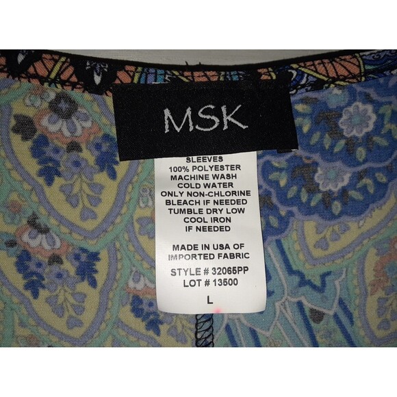 Boho Women's Dress Size Large Multicolored Peacock Stretch Split Flare Sleeve - Picture 8 of 9